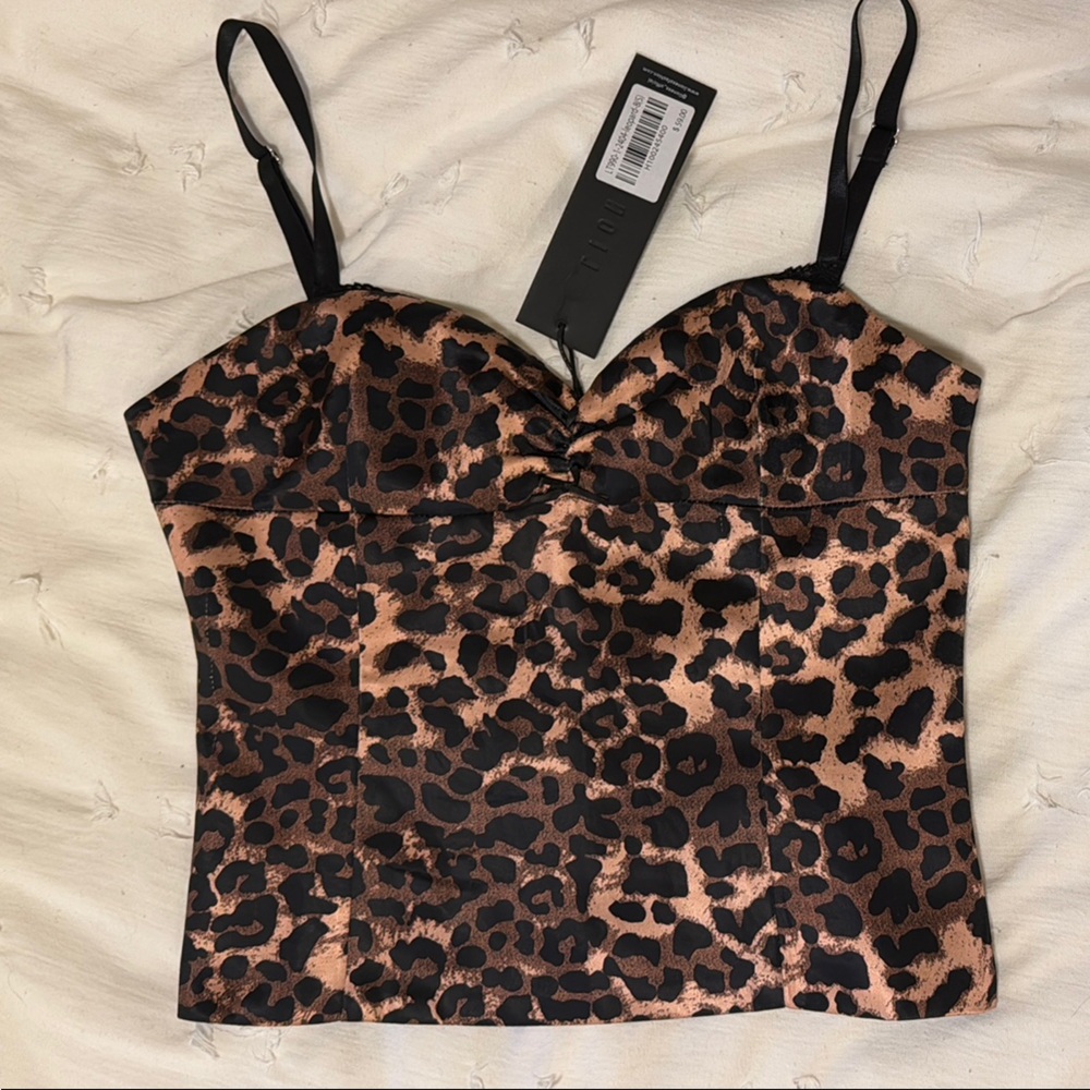 Lioness Leopard Print Satin Top